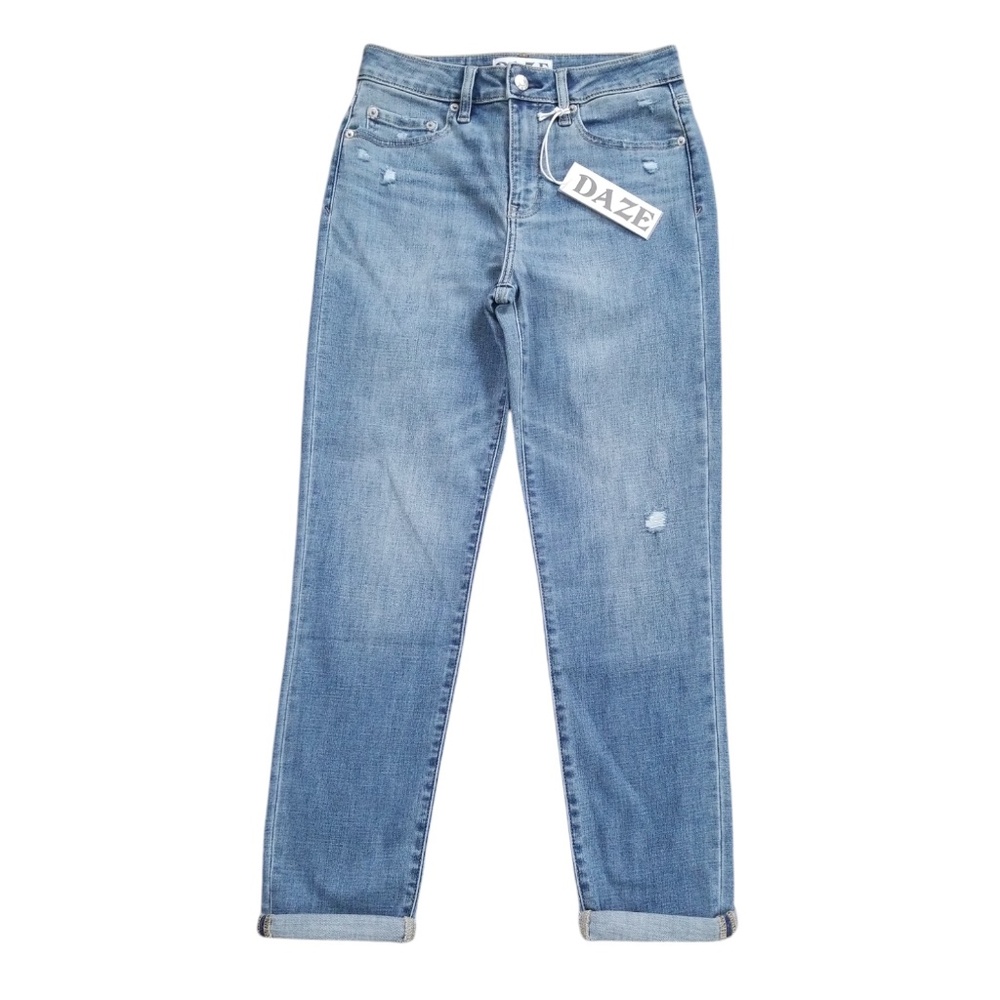DAZE Lovergirl Distressed Mid Rise‎ Roller Jeans Size 26 NEW